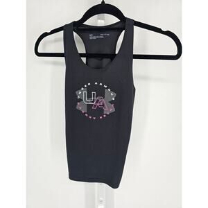 Under Armour Girls Sz M Loose Fit Athletic Tank Top Black and Pink